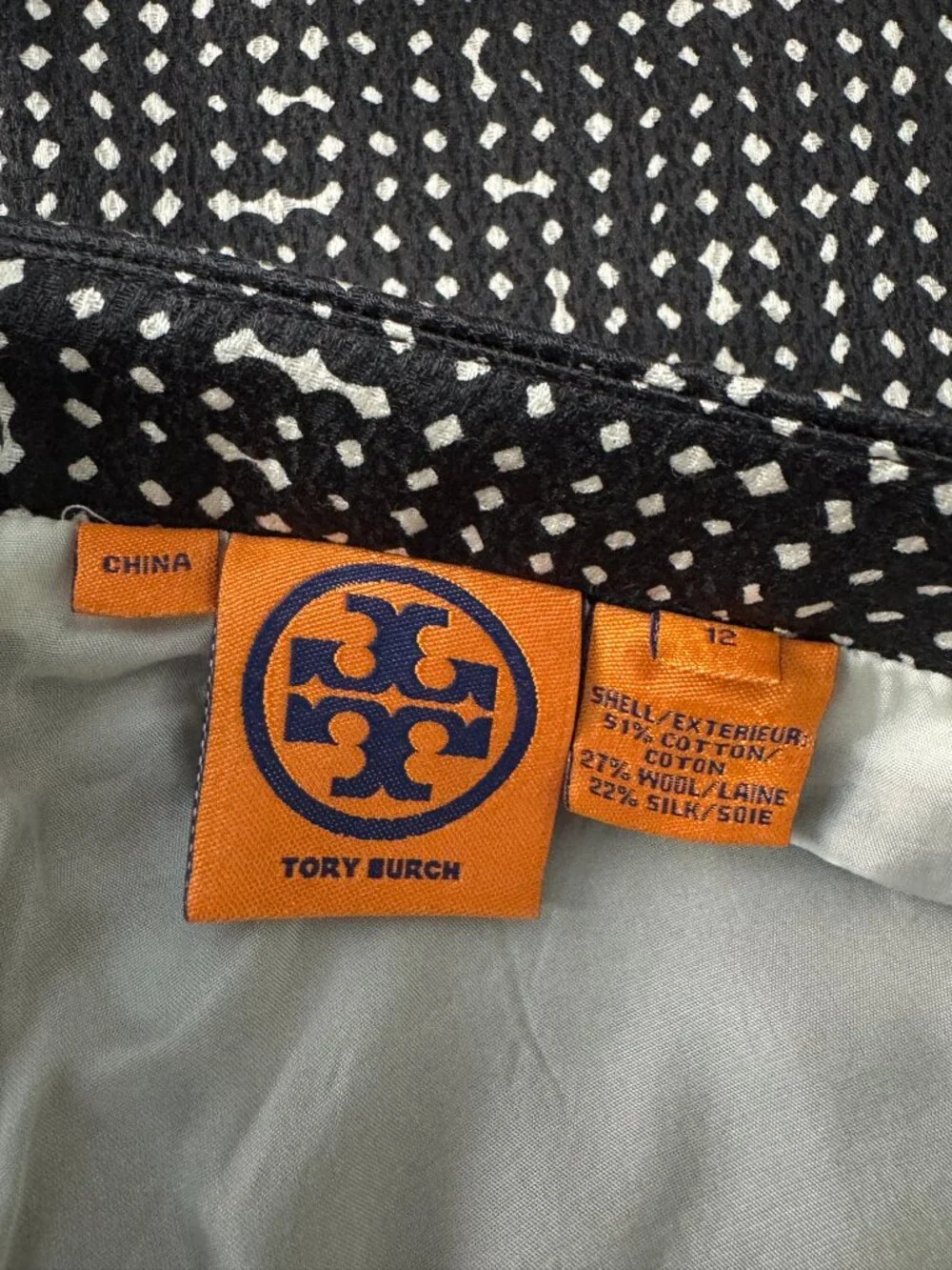Tory Burch Black White abstract print straight skirt 12